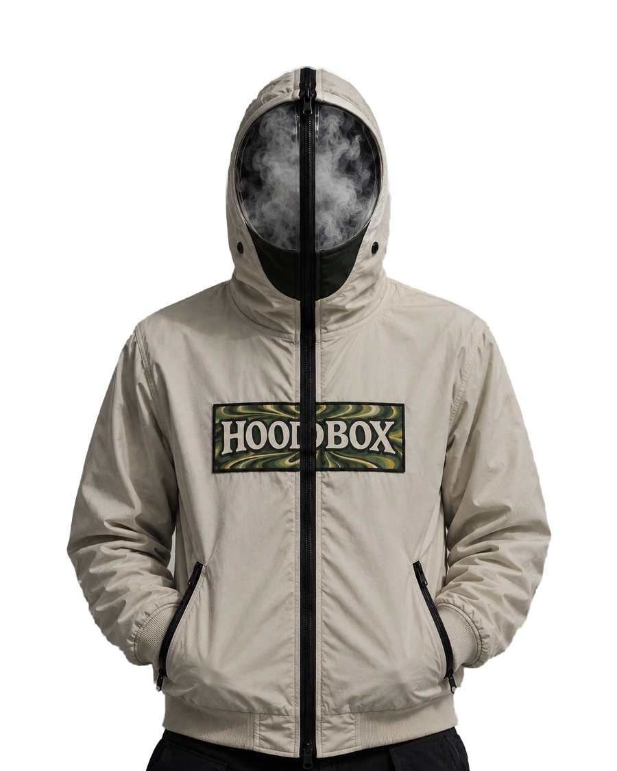 Hoodbox hoodie, hood zipped